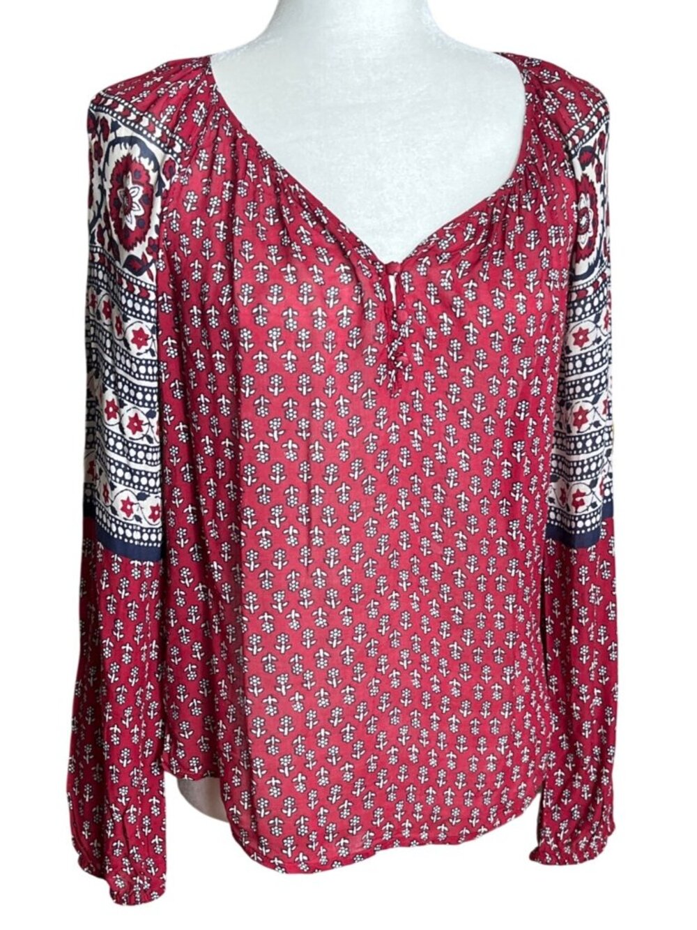 Lucky Brand Petaluna Peasant Top Indie Floral Boho Ethereal Lightweight Women XS